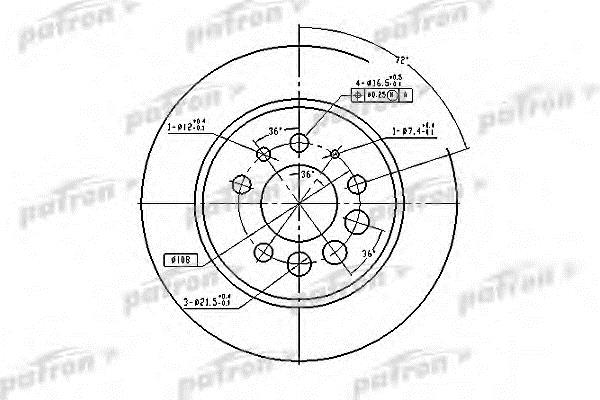 Patron PBD1674 Rear brake disc, non-ventilated PBD1674
