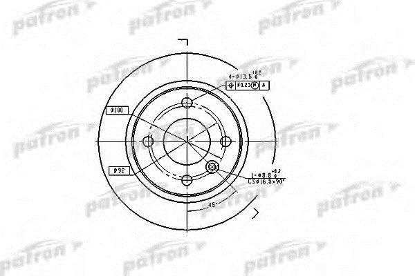 Patron PBD1696 Rear brake disc, non-ventilated PBD1696