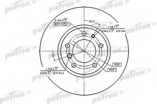 Patron PBD2555 Unventilated front brake disc PBD2555