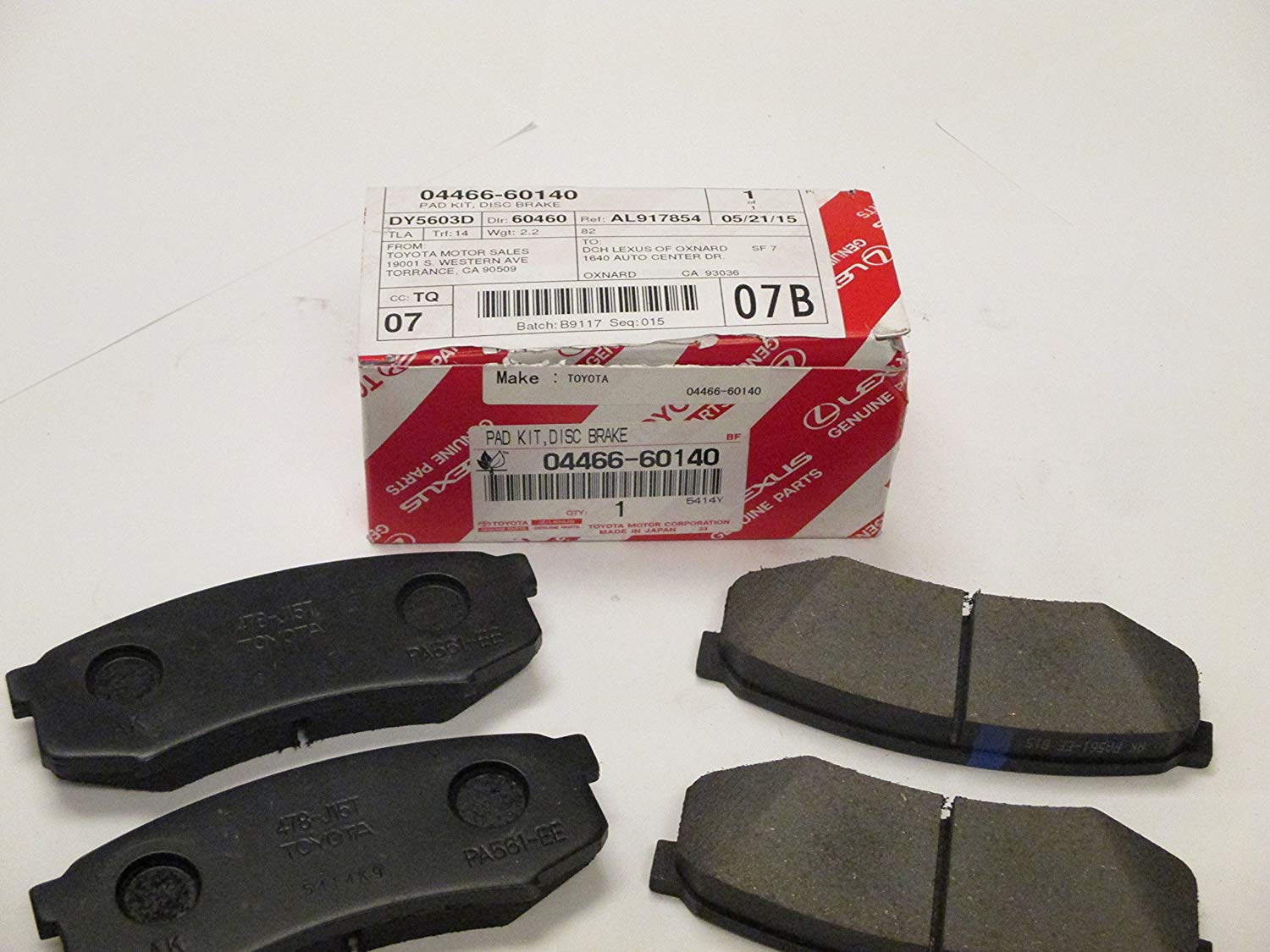 Toyota 04466-60140 Brake Pad Set, disc brake 0446660140