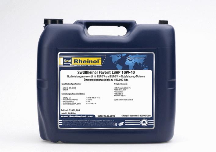 SWD Rheinol 31001.280 Motor oil SWD Rheinol Favorit LSAP 10W-40, 20 L 31001280