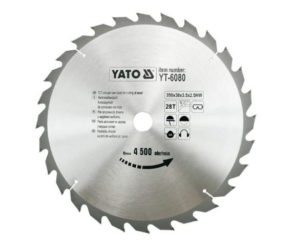 Yato YT-6080 Circular saw blade for cutting wood 350x28x30 mm YT6080