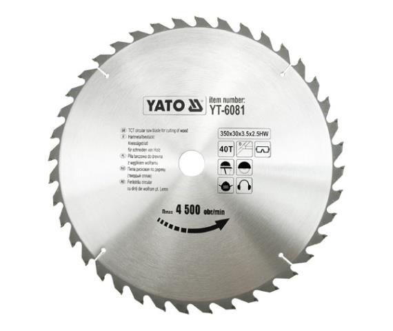 Yato YT-6081 Circular saw blade for cutting wood 350x40x30 mm YT6081