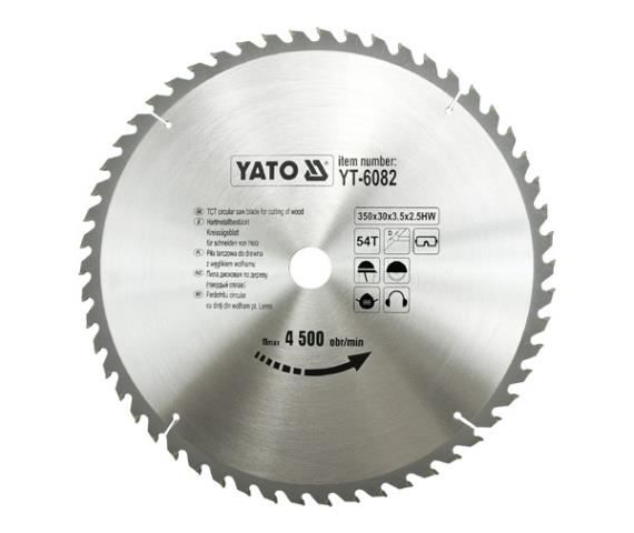 Yato YT-6082 Circular saw blade for cutting wood 350x54x30 mm YT6082