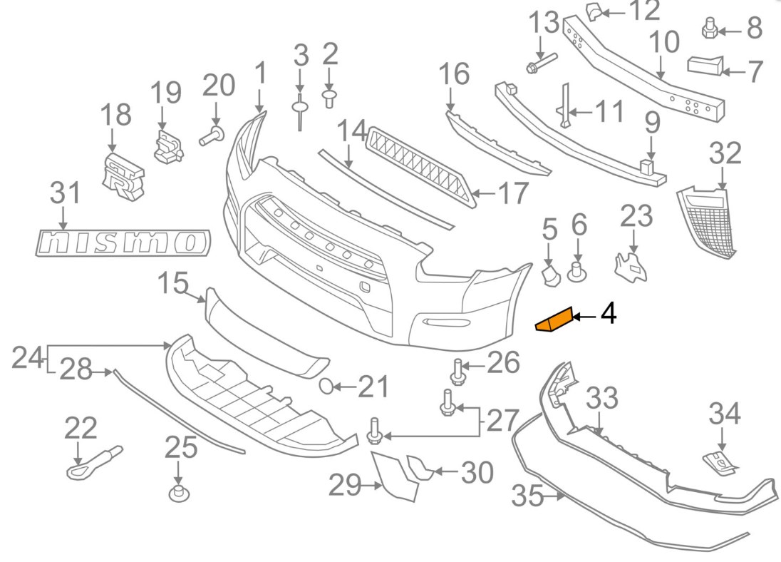 Bracket front bumper Nissan 62223-JF01B