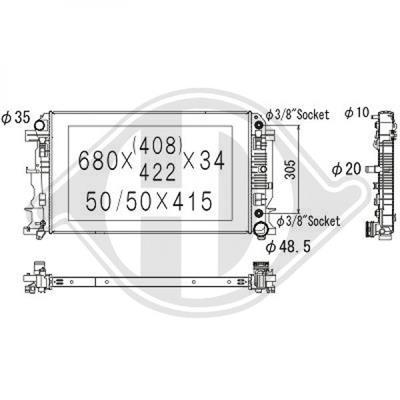 Diederichs DCM2417 Radiator, engine cooling DCM2417