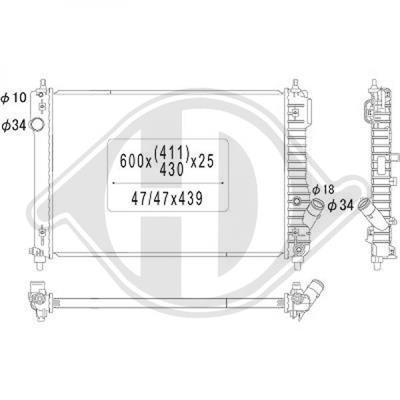 Diederichs DCM3609 Radiator, engine cooling DCM3609