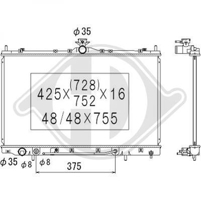 Diederichs DCM2537 Radiator, engine cooling DCM2537