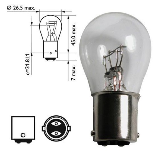 Koito 4531 Glow bulb P21/5W 12V 21/5W 4531