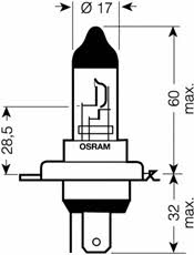 Osram 64193SV2-HCB Halogen lamp Osram Silverstar +60% 12V H4 60/55W +60% 64193SV2HCB