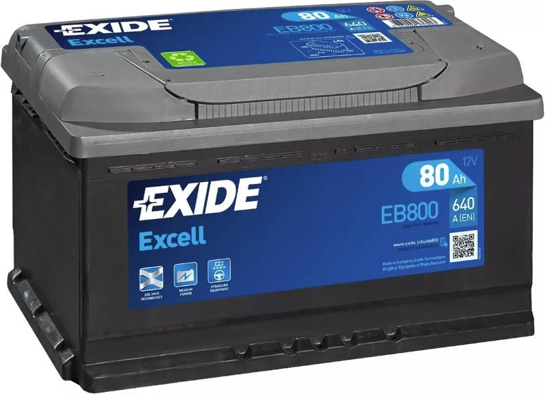 Exide EB800 Battery Exide Excell 12V 80AH 640A(EN) R+ EB800