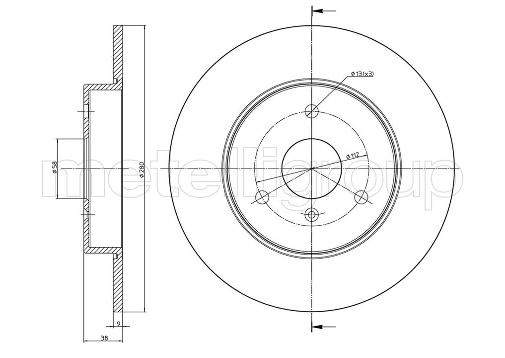 Brake discs Smart: 230538C Metelli Brake disk
