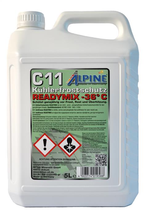 AlpineOil RM0101142-G Antifreeze C11 Kühlerfrostschutz ready-mix -36°C, 5 l RM0101142G