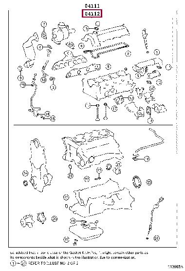 Cylinder head seal Toyota Probox / Succeed: 041120N040 Toyota Gasket Set, cylinder head