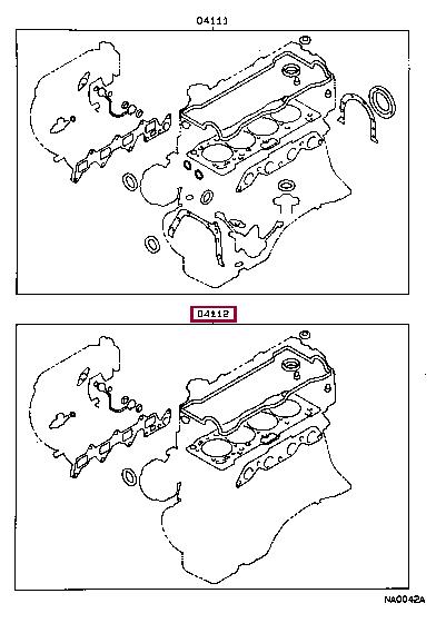 Top gasket Toyota Carina E: 0411216281 Toyota Gasket Set, cylinder head