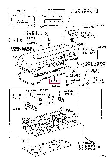 Toyota 11213-0D010 Gasket, cylinder head cover 112130D010