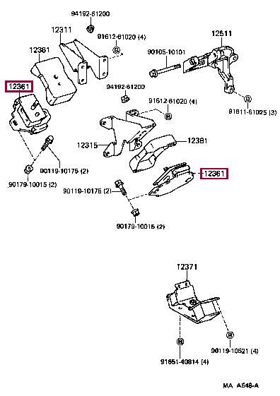 Toyota 12361-65011 Engine mount 1236165011