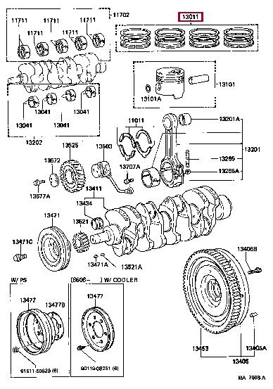 Piston ring pack Toyota: 1301158040 Toyota Piston ring