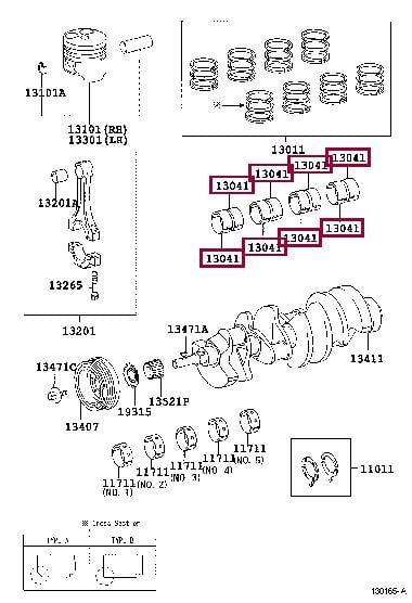 Toyota 13041-0F010-04 Connecting rod bearing 130410F01004