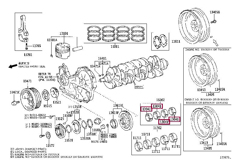 Toyota 13041-0L020-03 Connecting rod bearing 130410L02003