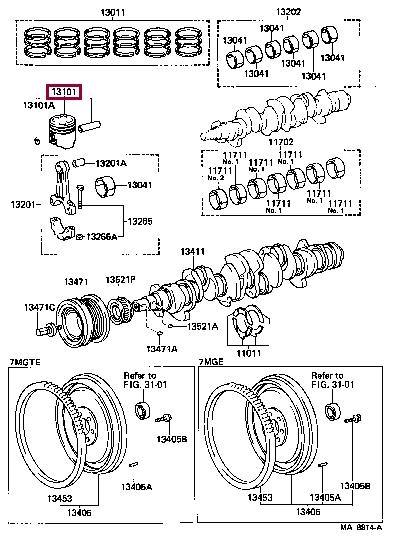 Toyota 13101-42060 Piston set 1310142060