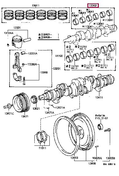 Car engine bearings Toyota: 1320245011 Toyota Connecting rod bearing
