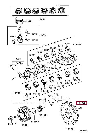 Toyota 90105-10467 Flywheel mounting bolts, kit 9010510467