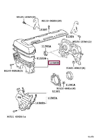 1130346011 Toyota Lid belt leaf
