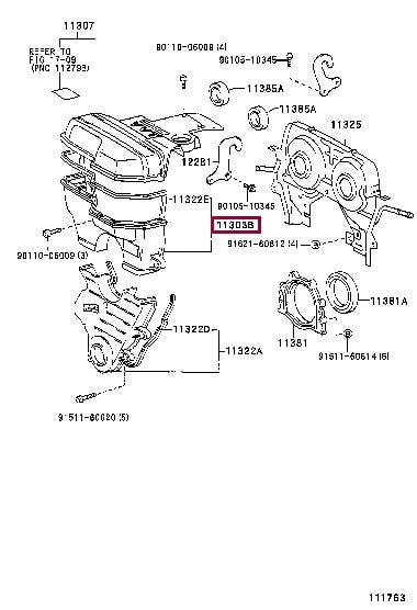1130346040 Toyota Lid belt leaf