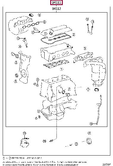 041110H370 Toyota Full Gasket Set, engine