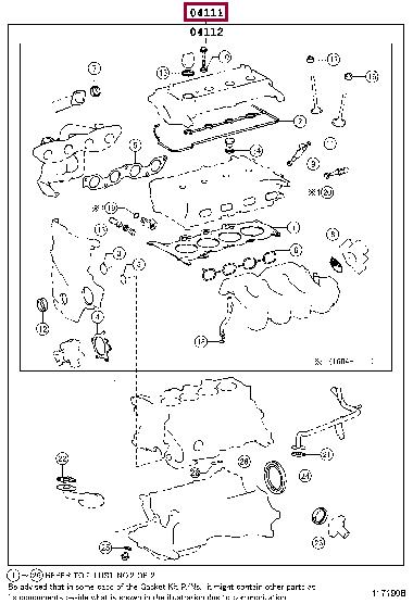 Toyota 04111-21371 Full Gasket Set, engine 0411121371