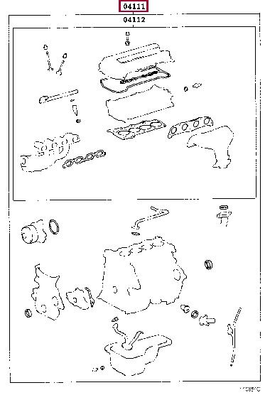 Toyota 04111-22172 Full Gasket Set, engine 0411122172 0411122172 Toyota Full Gasket Set, engine