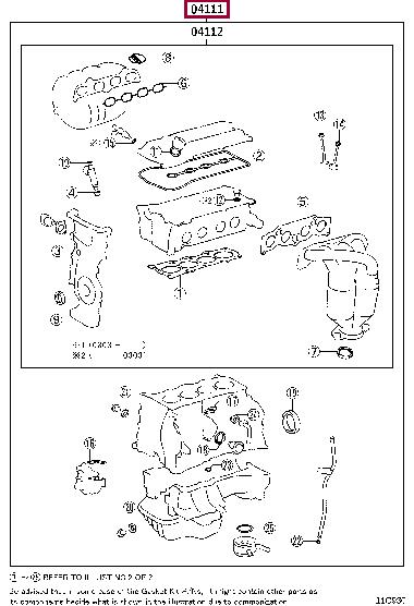 Toyota 04111-28200 Full Gasket Set, engine 0411128200 0411128200 Toyota Full Gasket Set, engine