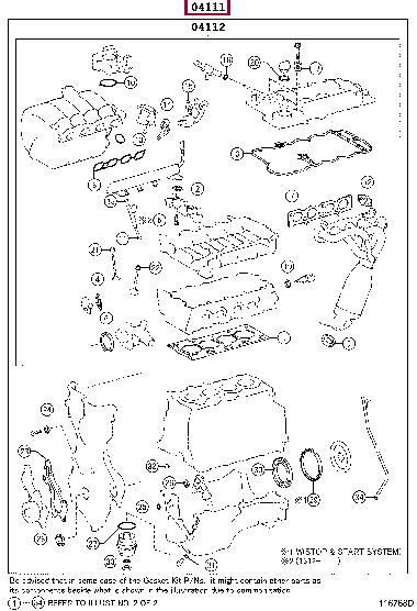 0411147057 Toyota Full Gasket Set, engine