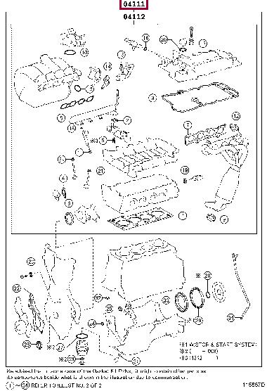 0411147190 Toyota Full Gasket Set, engine