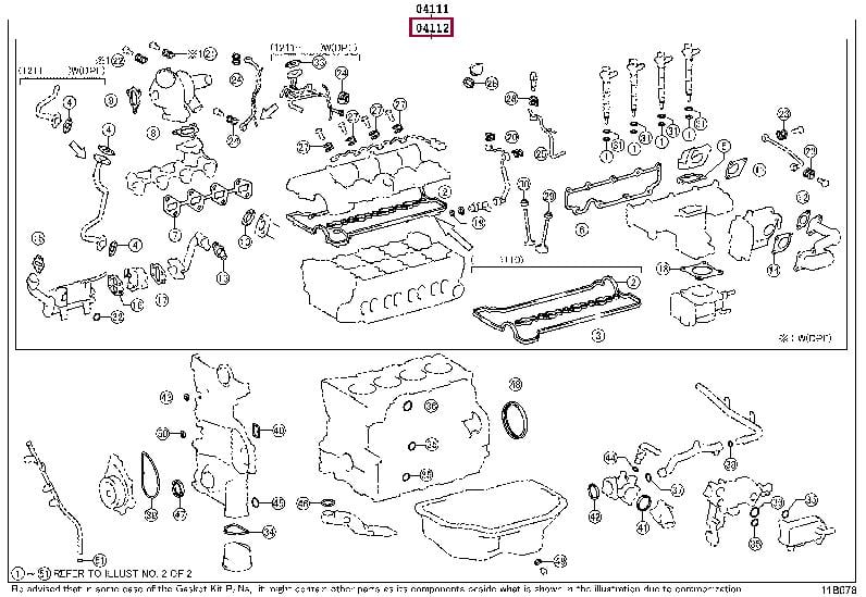 Top gasket Toyota Corolla: 041120R200 Toyota Gasket Set, cylinder head