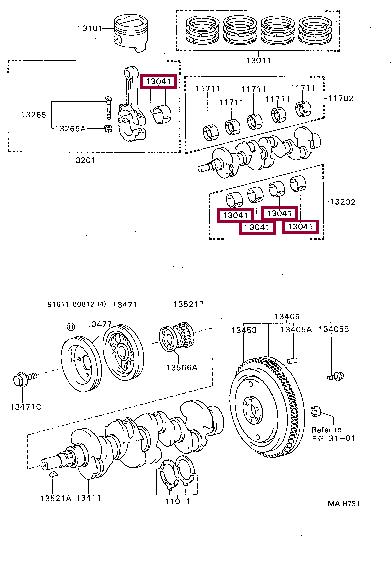 130411501102 Toyota Connecting rod bearing