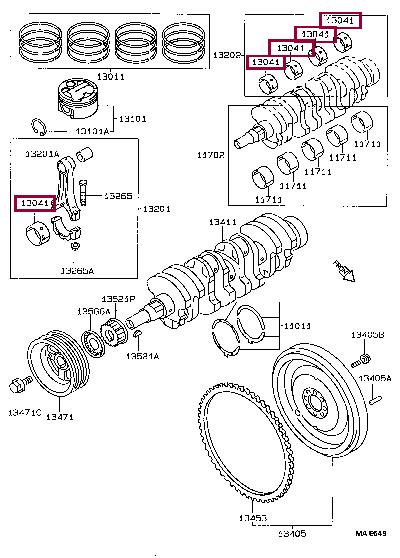 130411611001 Toyota Connecting rod bearing
