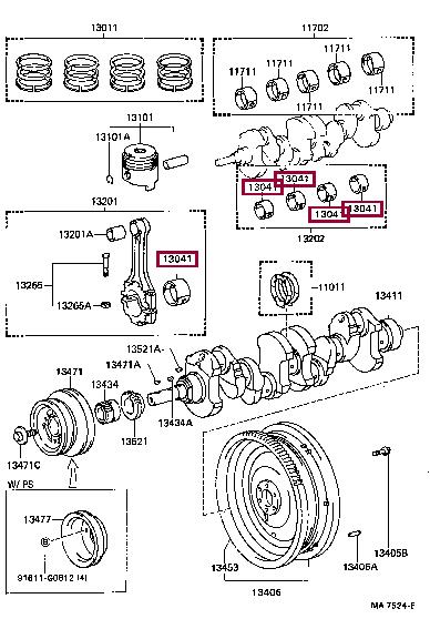 1304135030C0 Toyota Connecting rod bearing