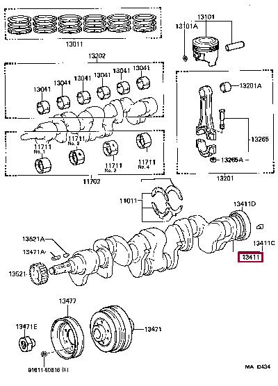 1340161023 Toyota Crankshaft