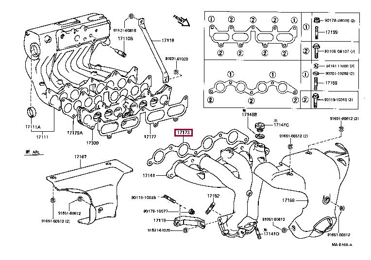 Toyota 17173-16010 Exhaust manifold dichtung 1717316010