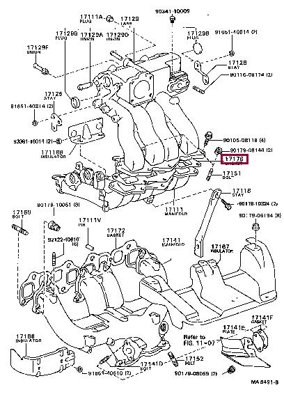 Toyota 17176-73011 Gasket, intake manifold 1717673011