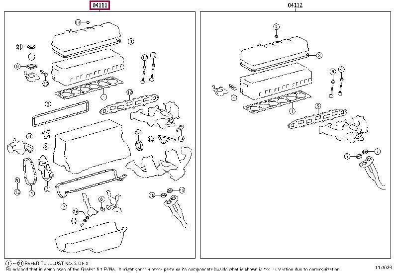 0411161080 Toyota Full Gasket Set, engine