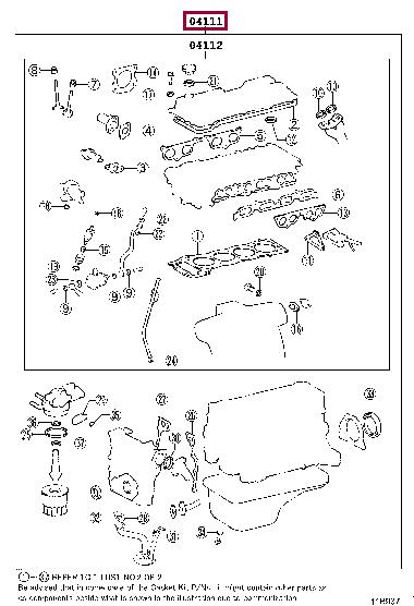 Toyota 04111-75221 Full Gasket Set, engine 0411175221