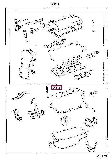 Engine head gasket Toyota Paseo: 0411211130 Toyota Gasket Set, cylinder head
