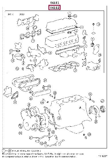 Engine head gasket Toyota Dyna: 0411248040 Toyota Gasket Set, cylinder head