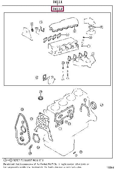 Top gasket Toyota Hilux: 0411254261 Toyota Gasket Set, cylinder head