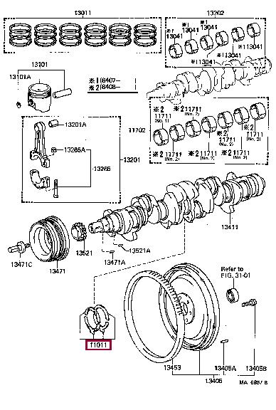 Engine bearing Toyota Cresta: 1101143010 Toyota GUIDE,CRANKSHAFT BEARING, set