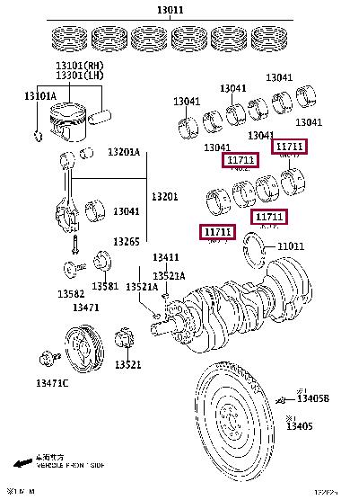 Toyota 11071-31030-02 Main bearings, crankshaft 110713103002