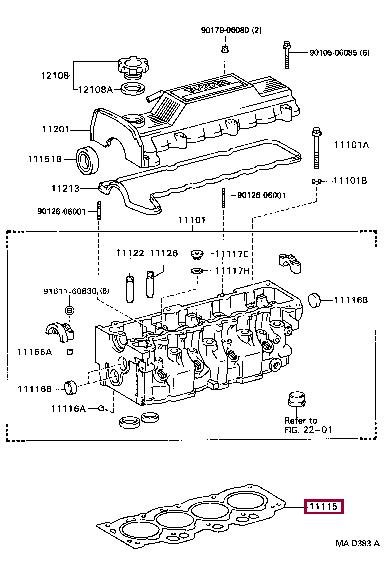 Top gasket Toyota Tercel: 111155503001 Toyota Cylinder head gasket